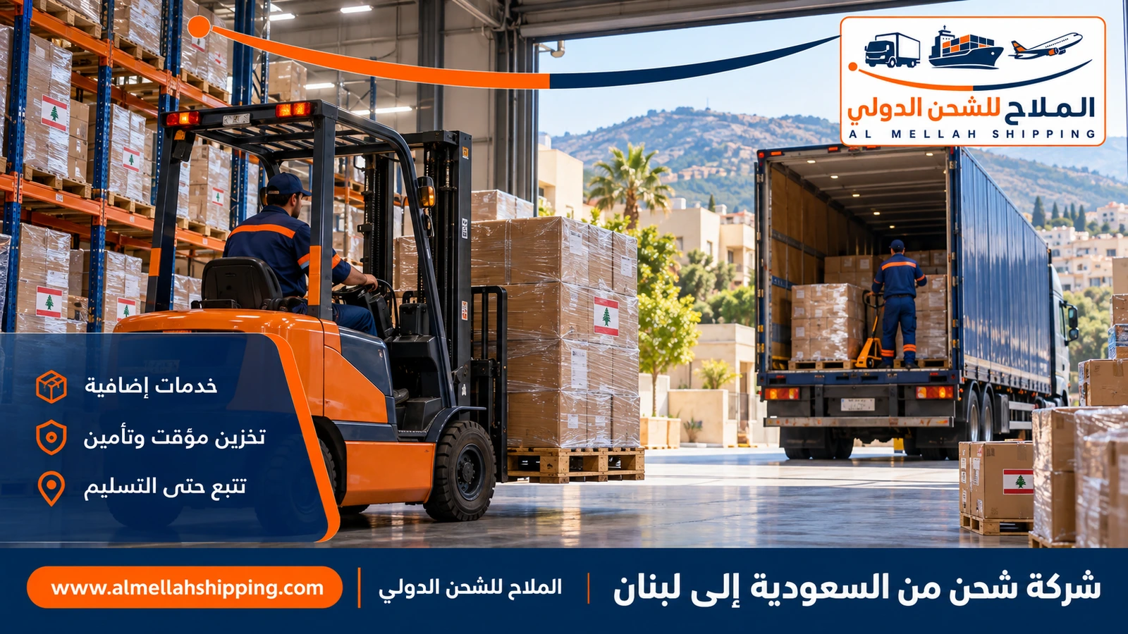 تغليف وتخزين الشحنات قبل الشحن من السعودية إلى لبنان