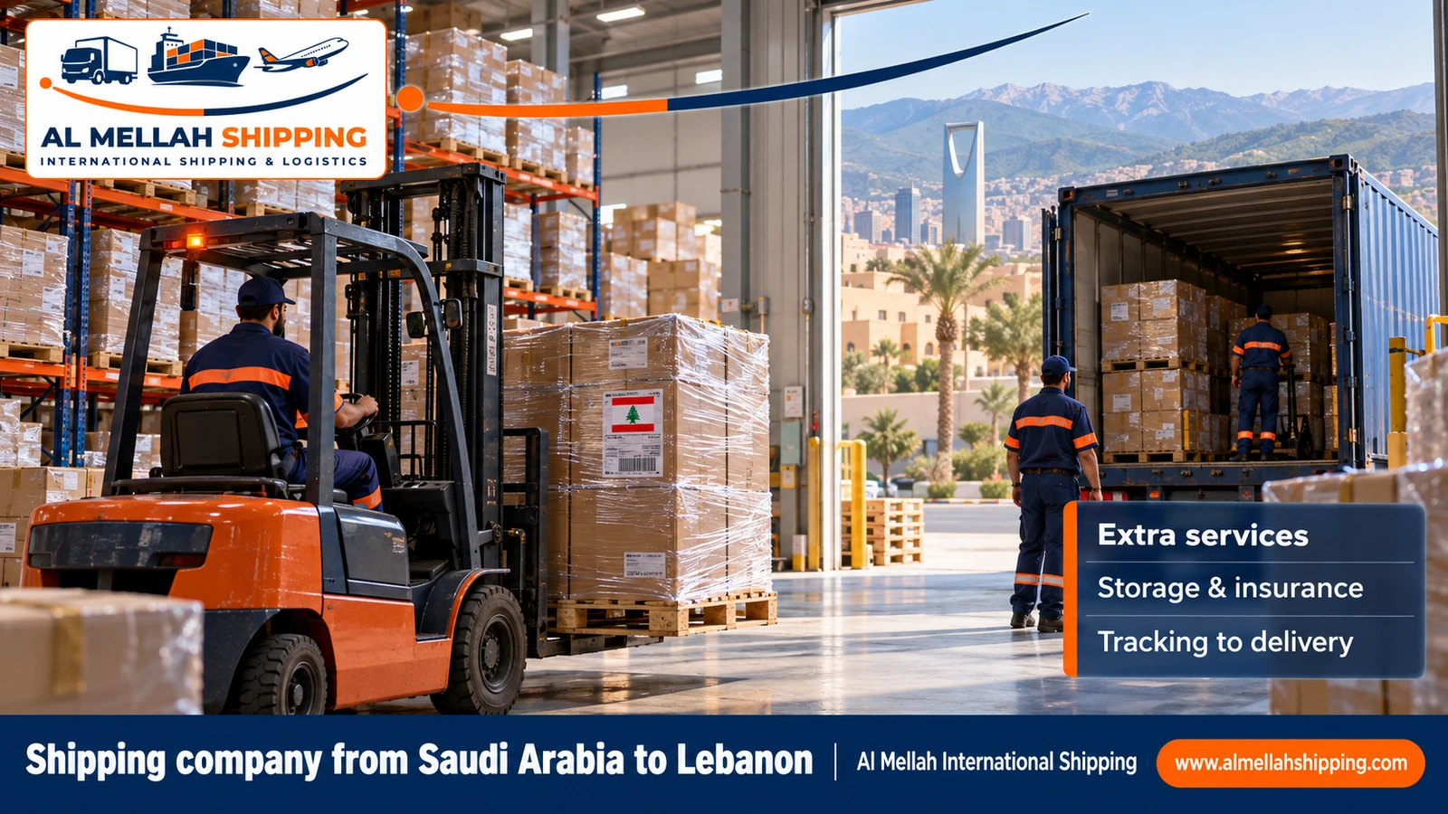 Packing and storing shipments before shipping from Saudi Arabia to Lebanon