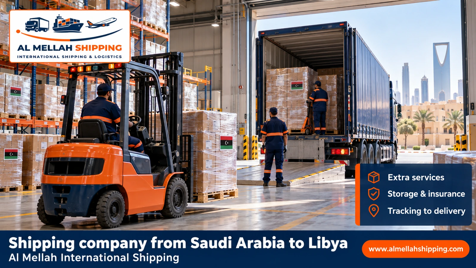 Packing and storing shipments before shipping from Saudi Arabia to Libya