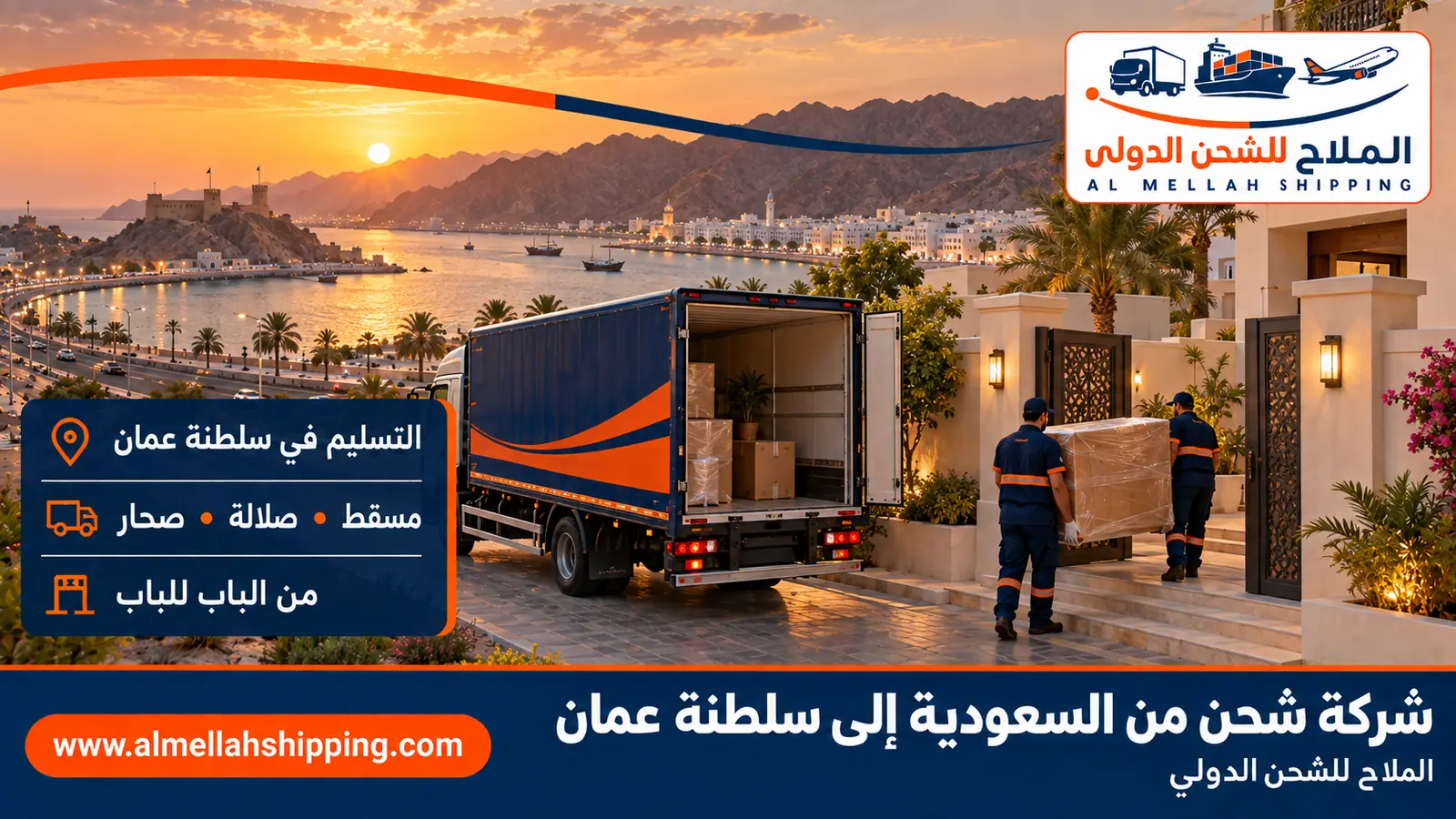 تسليم الشحنة في مسقط — شحن من السعودية إلى سلطنة عمان