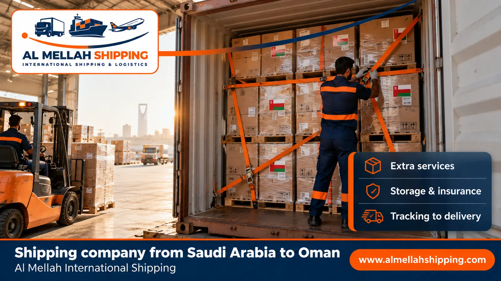 Packing and storage before shipping from Saudi Arabia to Oman