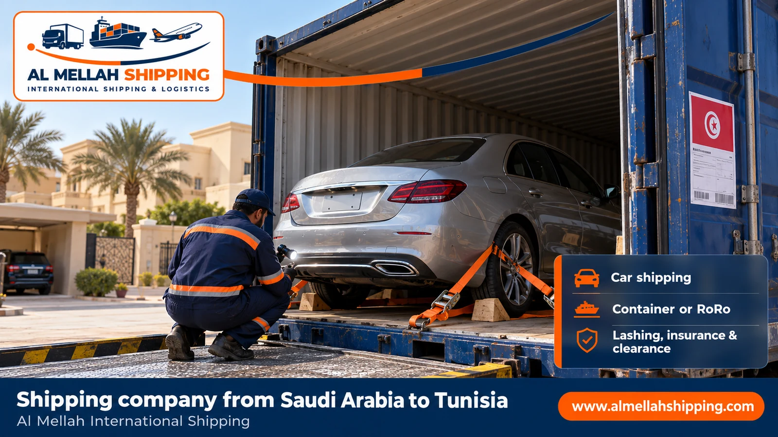 Car shipping from Saudi Arabia to Tunisia with Al Mellah