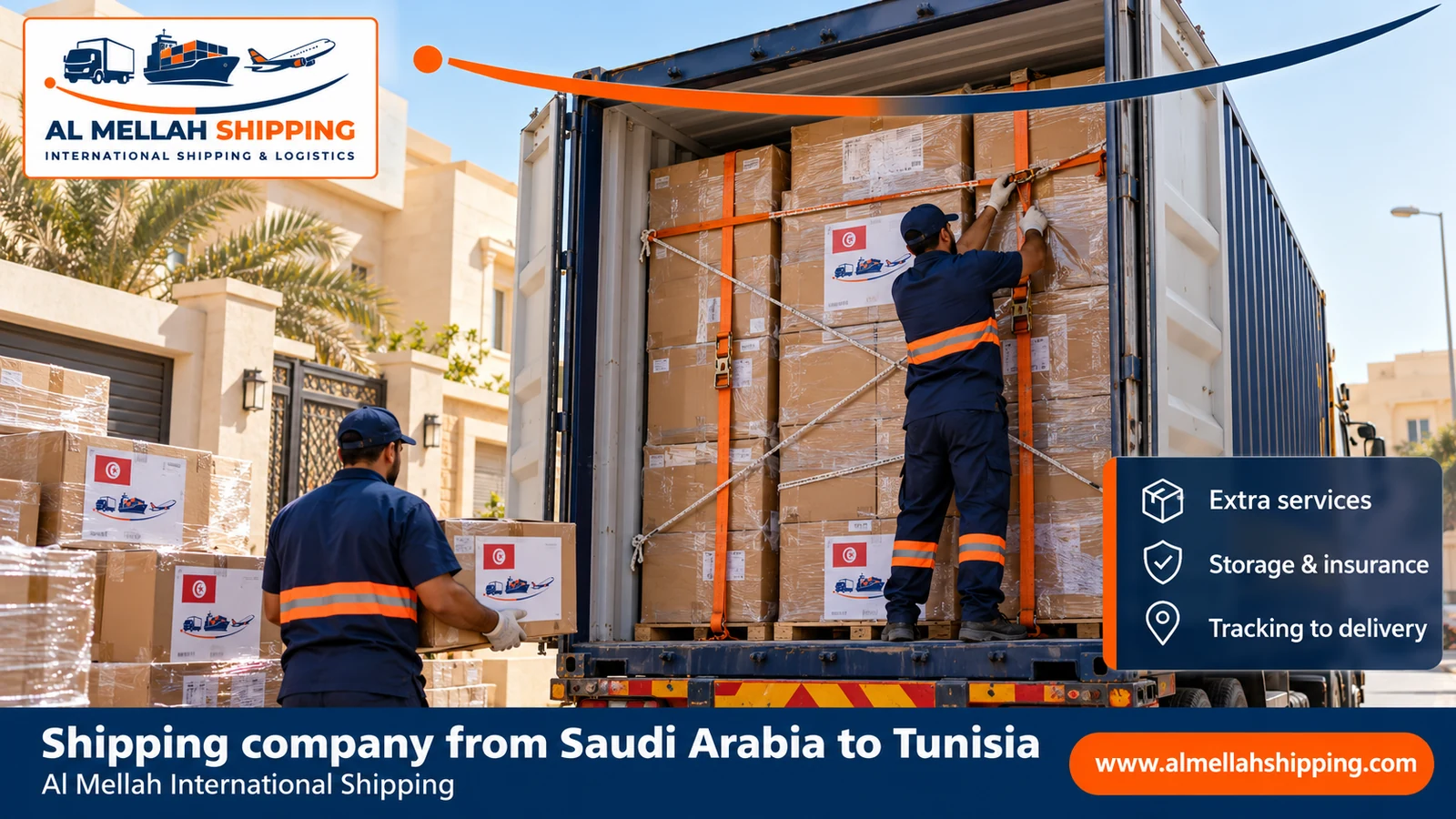 Packing and storage before shipping from Saudi Arabia to Tunisia