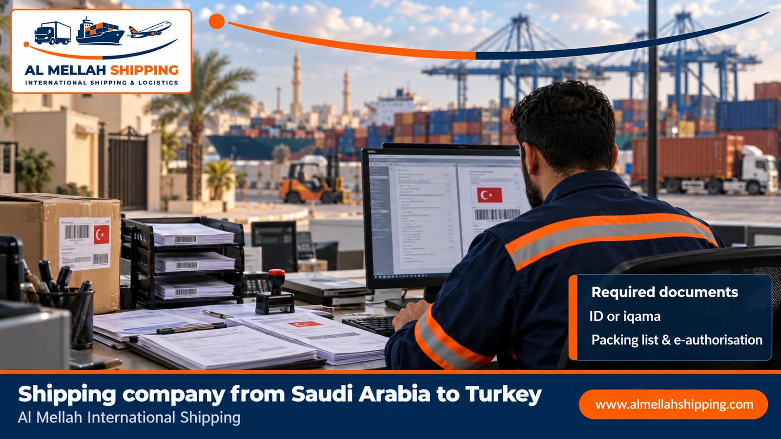 Shipping and customs clearance documents from Saudi Arabia to Turkey