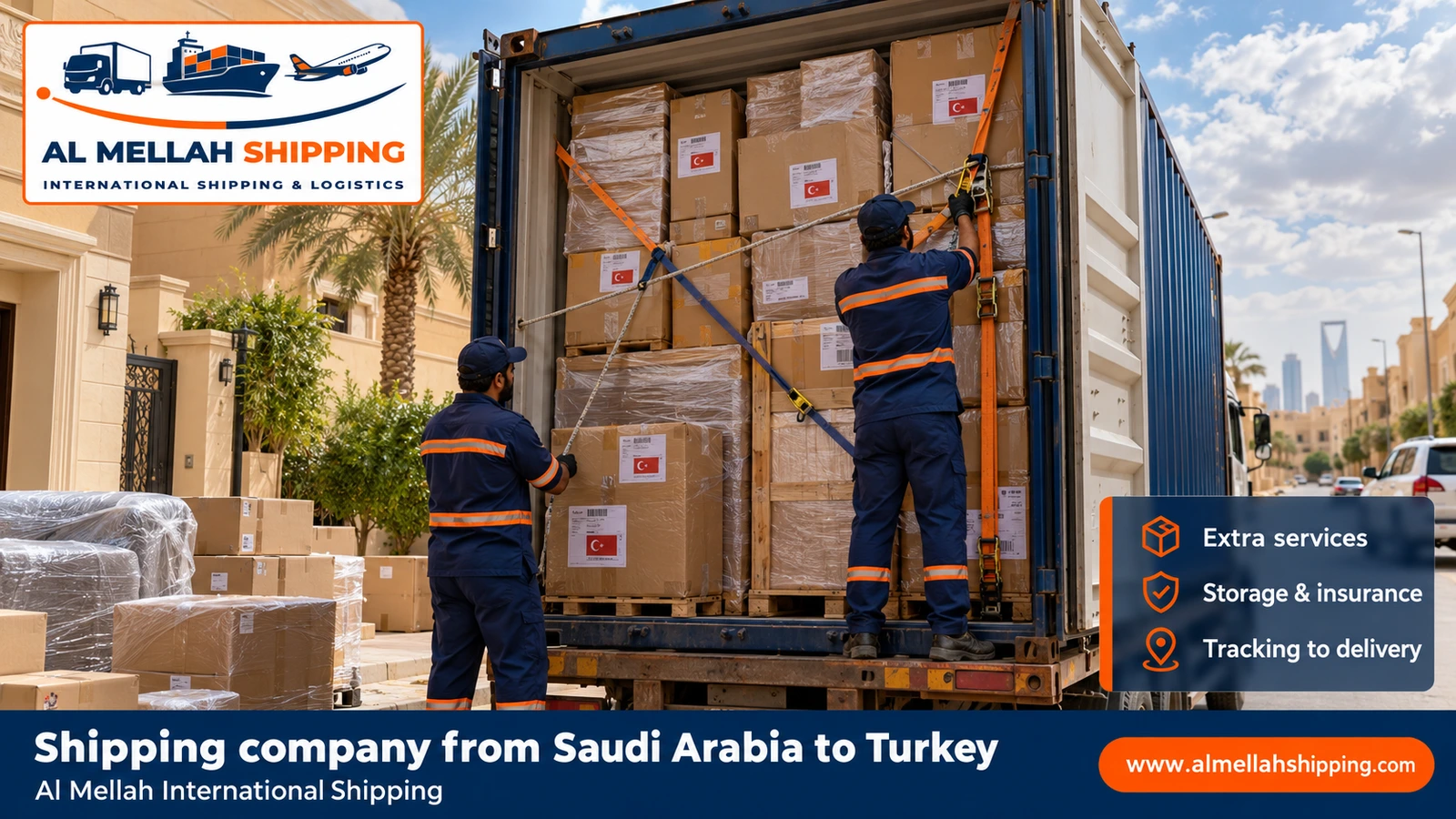 Packing and storing shipments before shipping from Saudi Arabia to Turkey