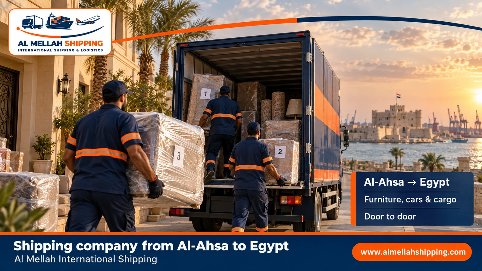 Shipping company from Al-Ahsa to Egypt — Al Mellah International Shipping