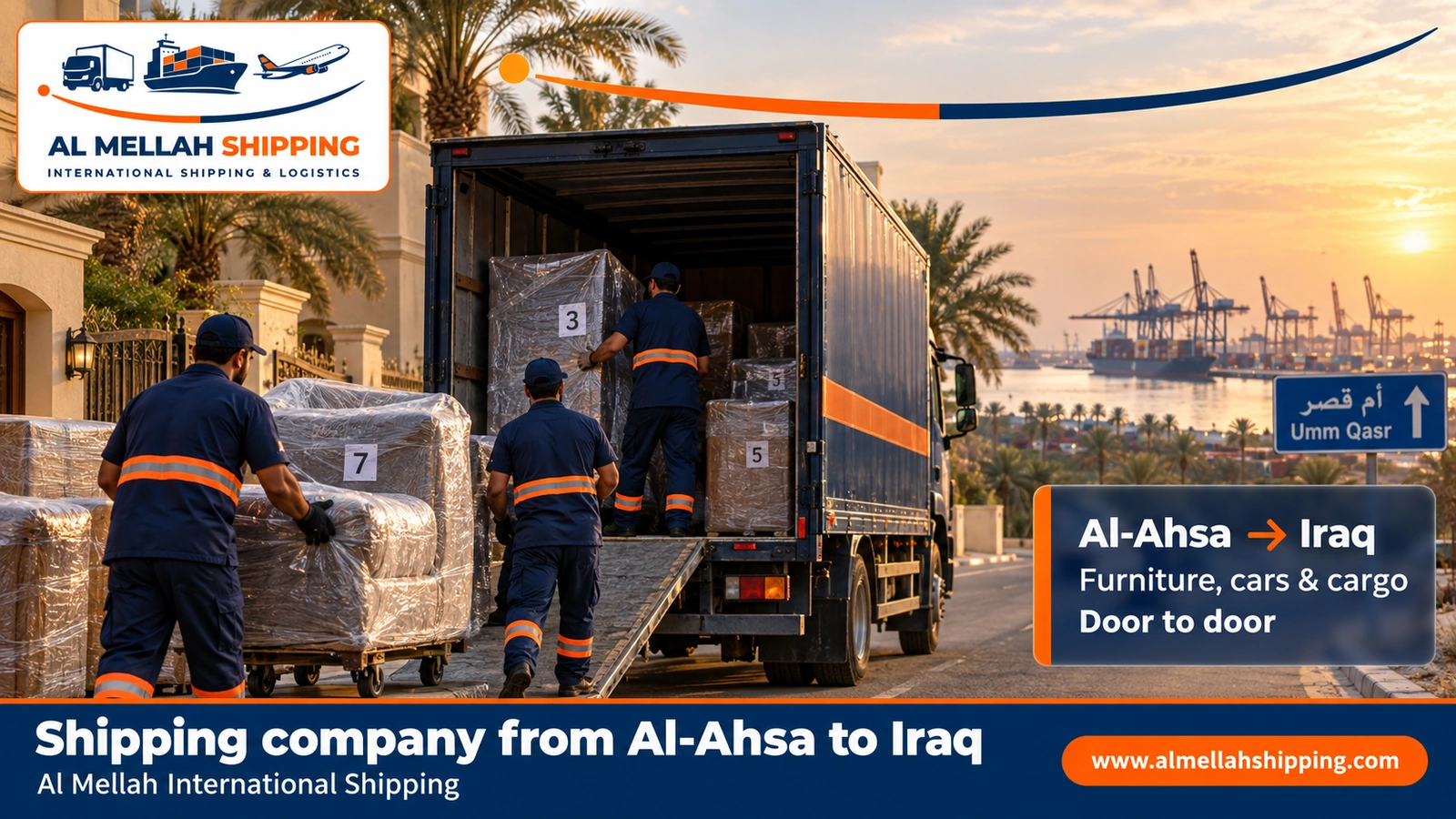 Shipping company from Al-Ahsa to Iraq — Al Mellah International Shipping
