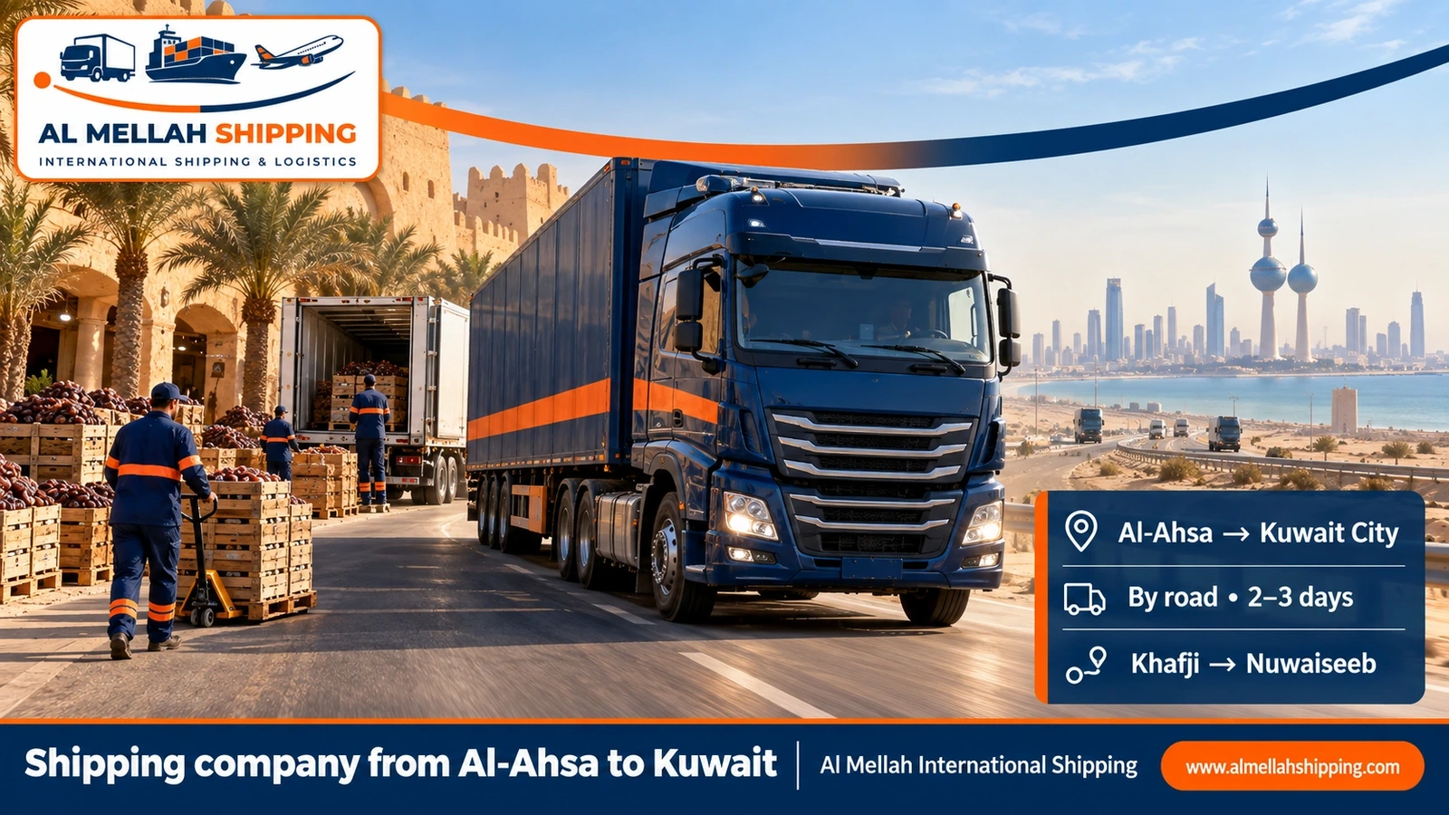 Shipping company from Al-Ahsa to Kuwait — Al Mellah International Shipping