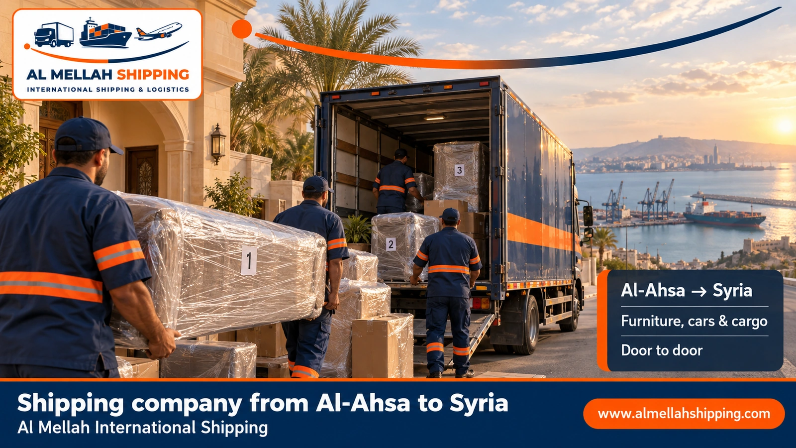 Shipping company from Al-Ahsa to Syria — Al Mellah International Shipping
