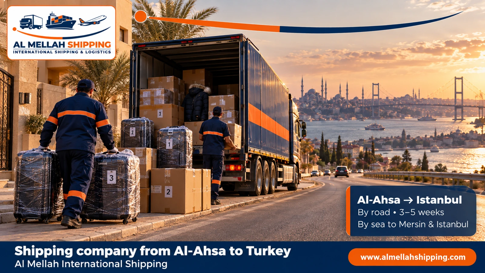 Shipping company from Al-Ahsa to Turkey — Al Mellah International Shipping