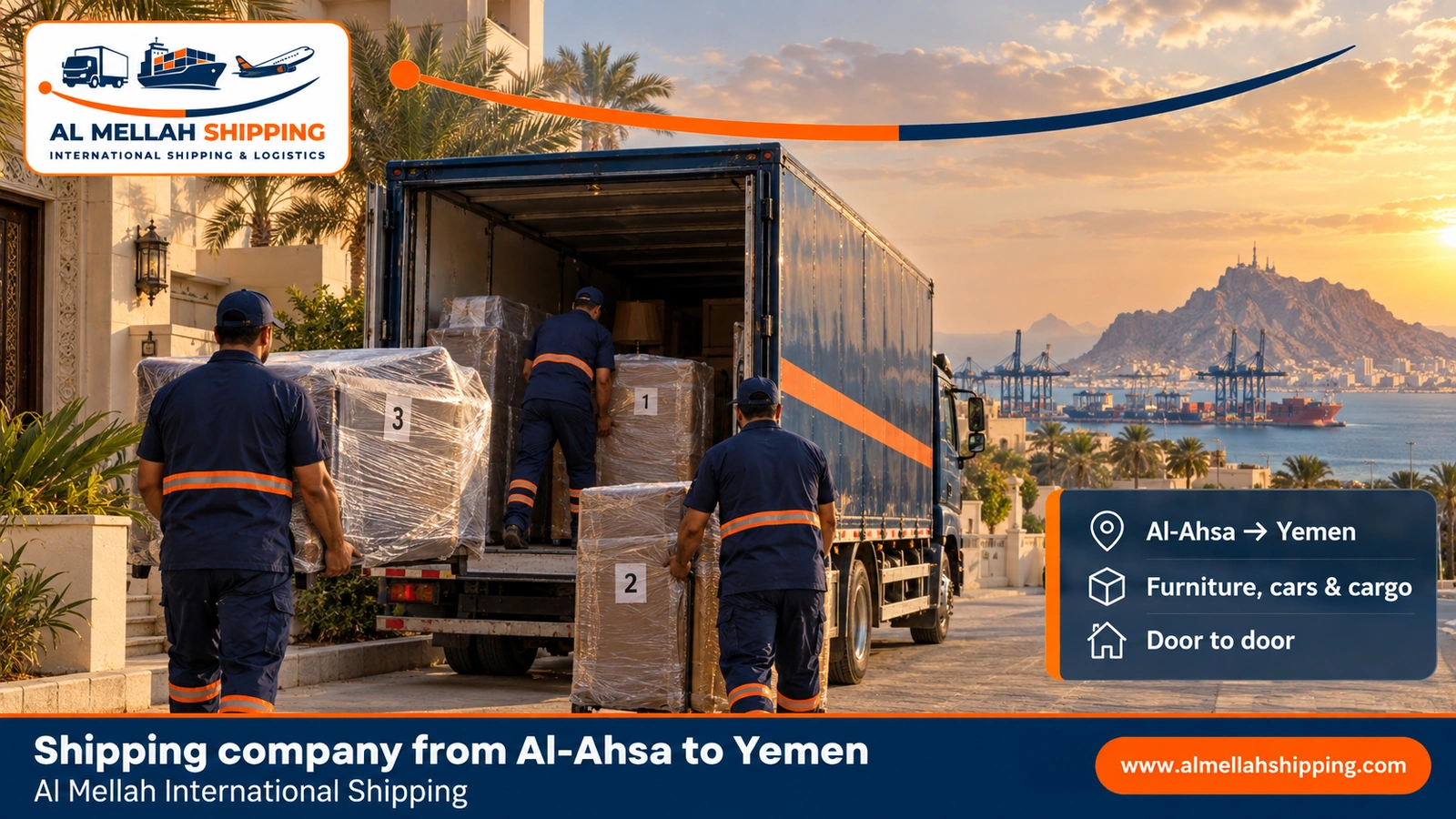 Shipping company from Al-Ahsa to Yemen — Al Mellah International Shipping