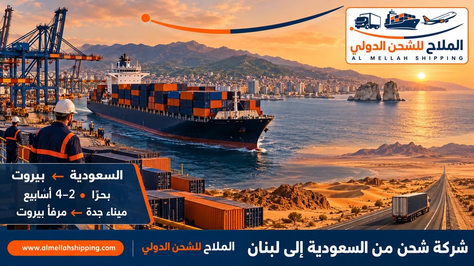 شركة شحن من السعودية إلى لبنان — الملاح للشحن الدولي