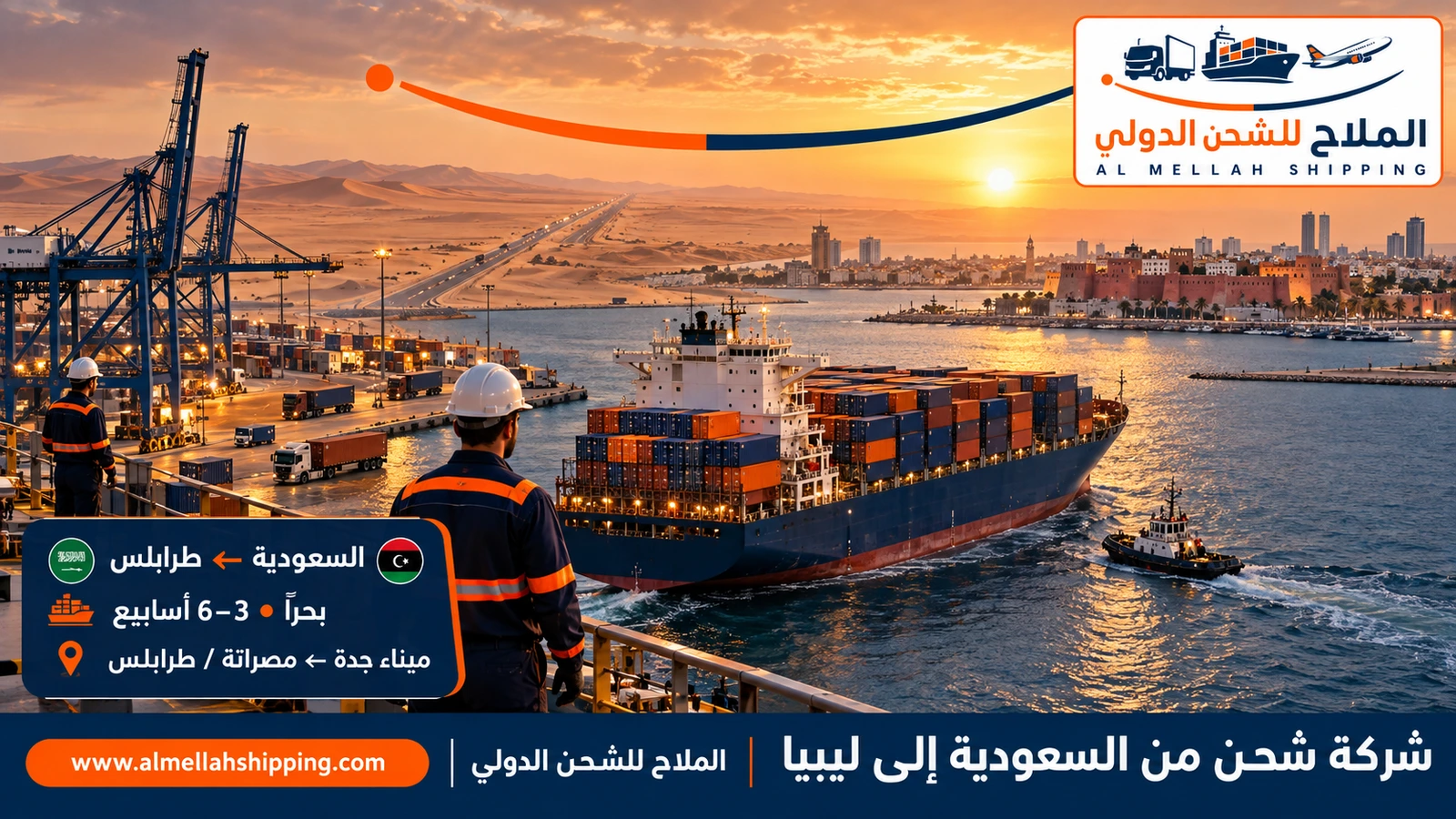 شركة شحن من السعودية إلى ليبيا — الملاح للشحن الدولي