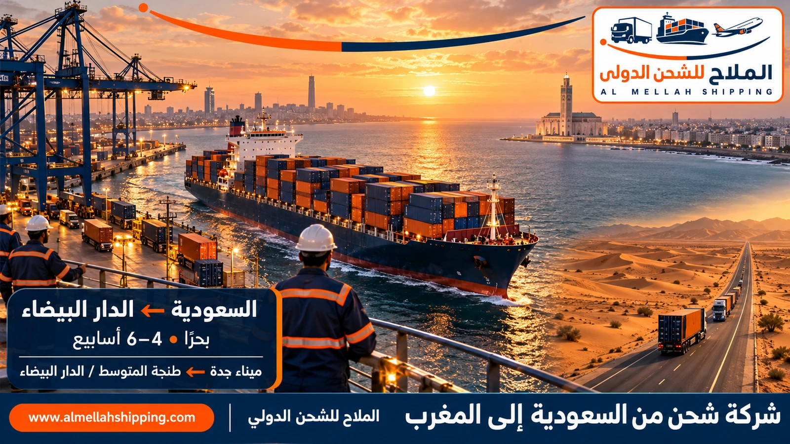شركة شحن من السعودية إلى المغرب — الملاح للشحن الدولي