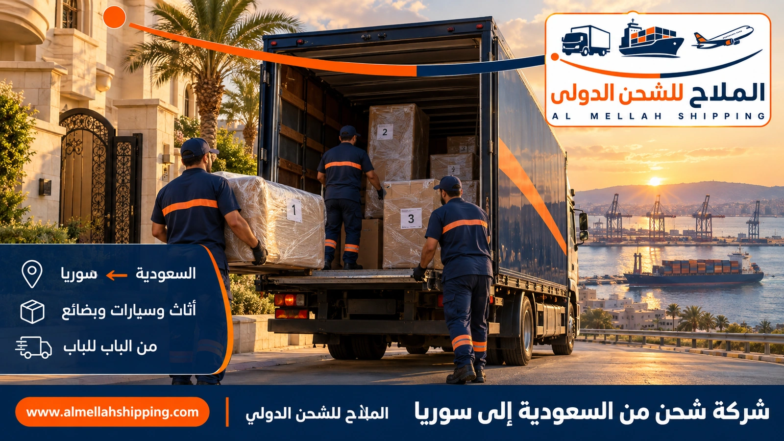 شركة شحن من السعودية إلى سوريا — الملاح للشحن الدولي
