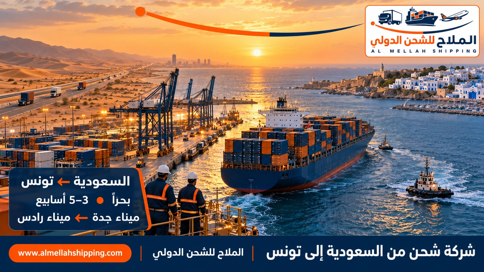 شركة شحن من السعودية إلى تونس — الملاح للشحن الدولي