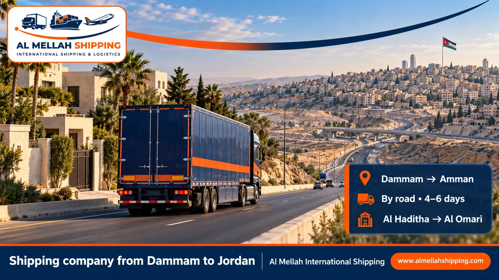Shipping company from Dammam to Jordan — Al Mellah International Shipping
