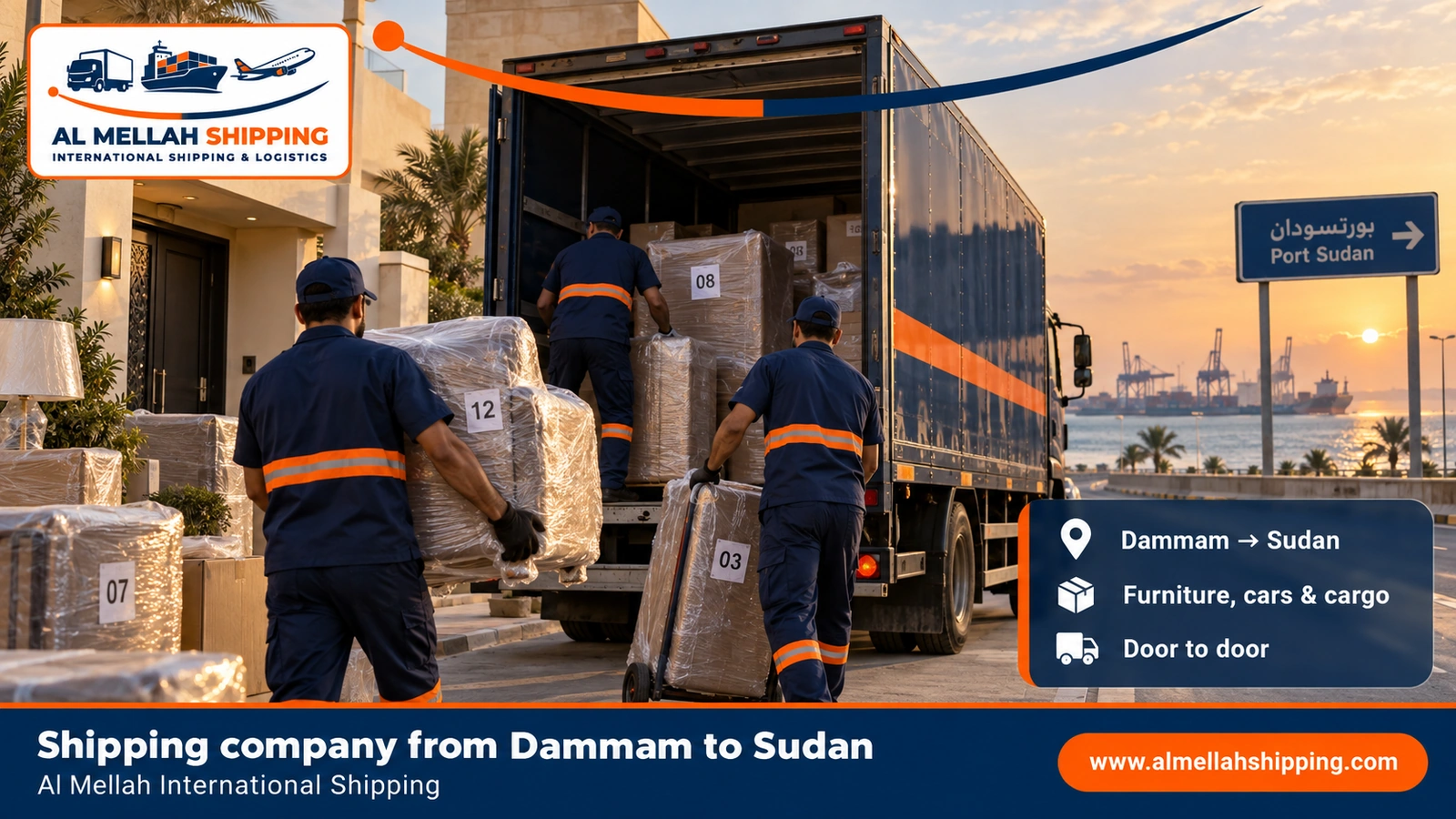 Shipping company from Dammam to Sudan — Al Mellah International Shipping