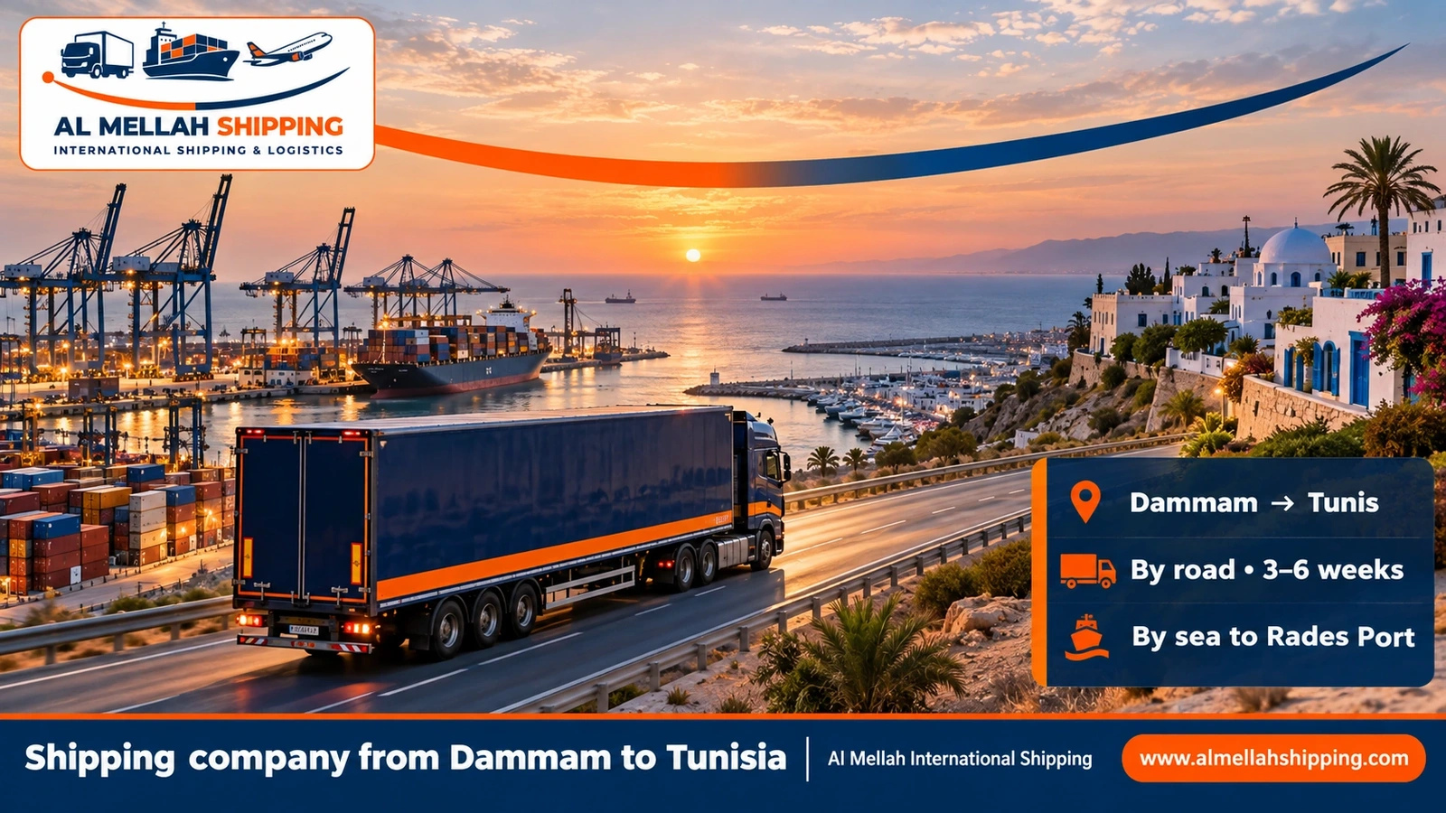 Shipping company from Dammam to Tunisia — Al Mellah International Shipping
