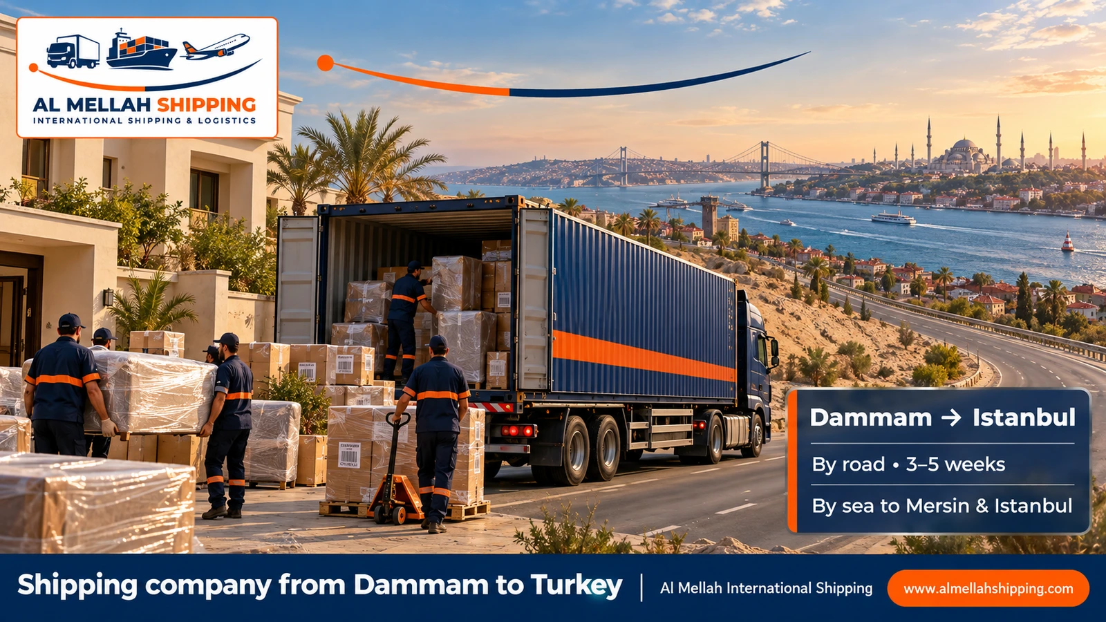 Shipping company from Dammam to Turkey — Al Mellah International Shipping