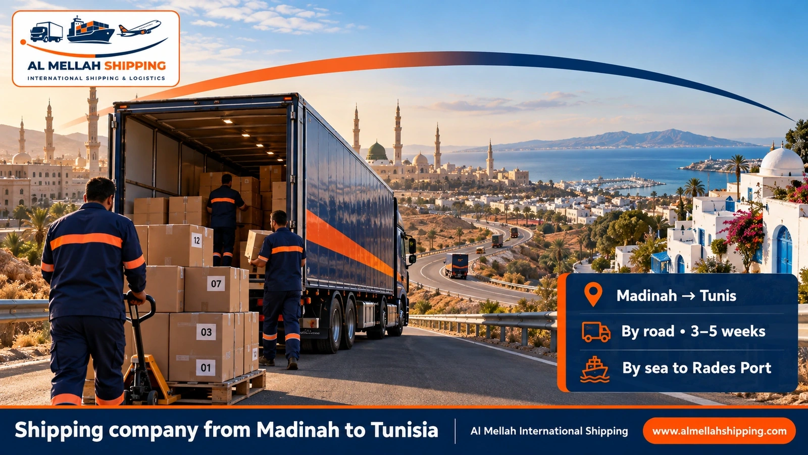 Shipping company from Madinah to Tunisia — Al Mellah International Shipping