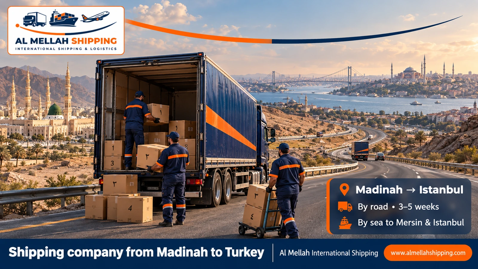 Shipping company from Madinah to Turkey — Al Mellah International Shipping