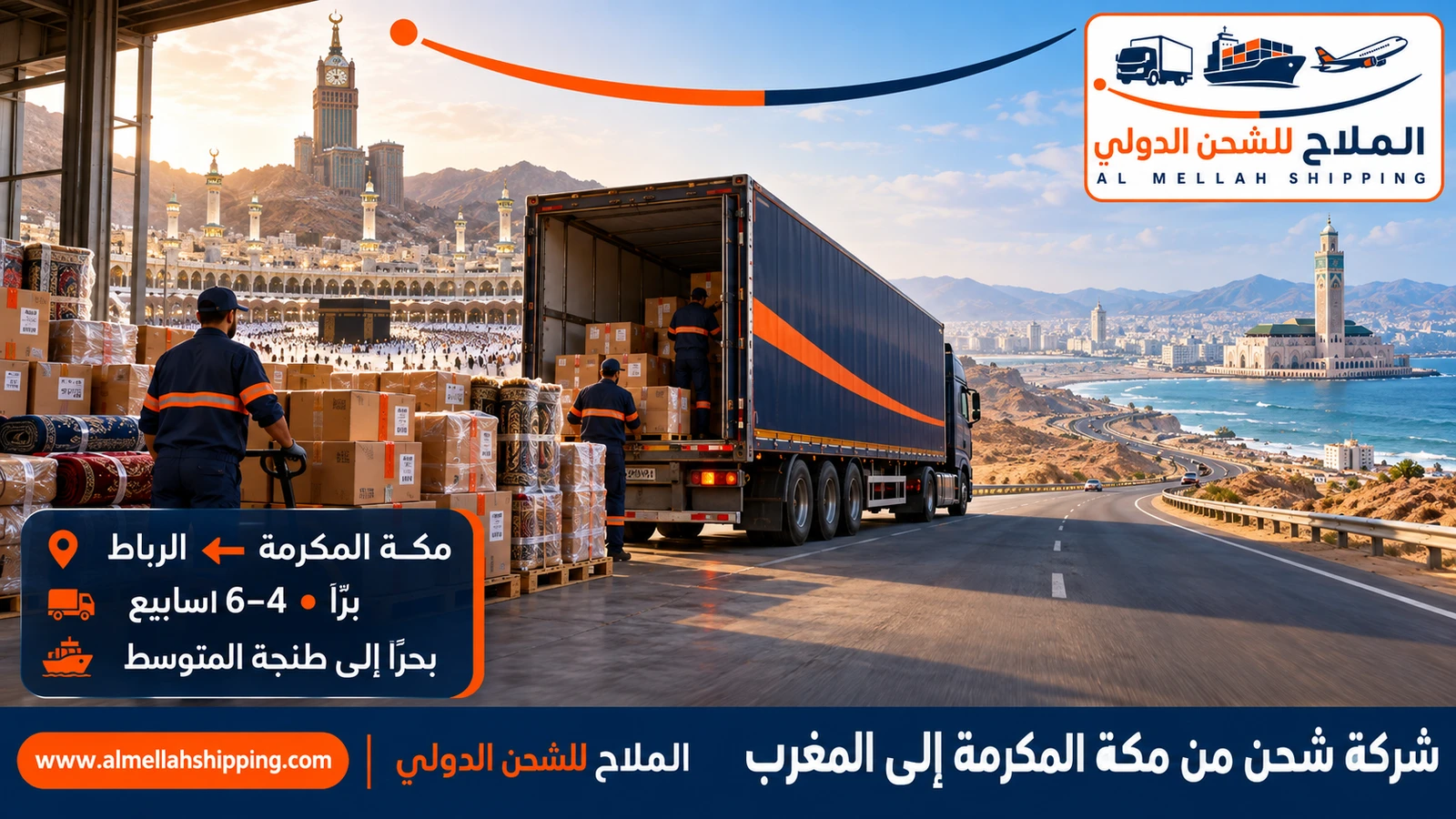 شركة شحن من مكة المكرمة إلى المغرب — الملاح للشحن الدولي