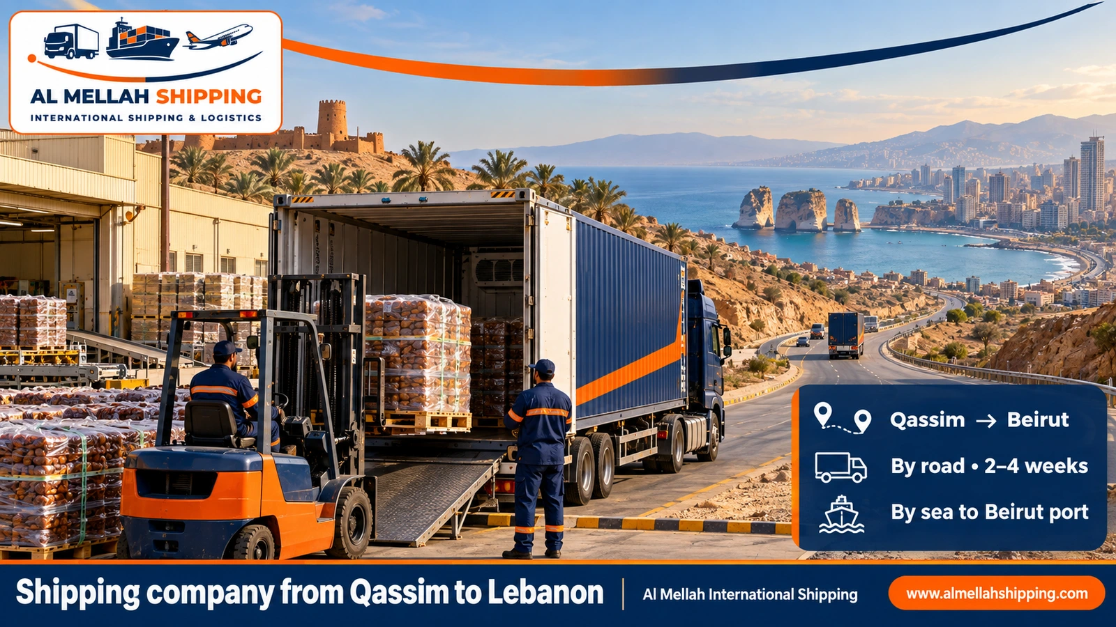 Shipping company from Qassim to Lebanon — Al Mellah International Shipping