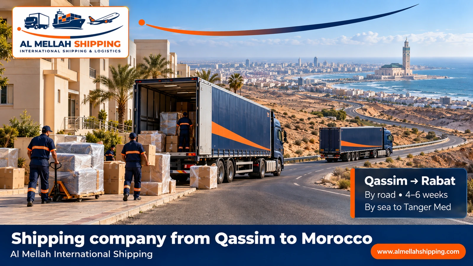 Shipping company from Qassim to Morocco — Al Mellah International Shipping