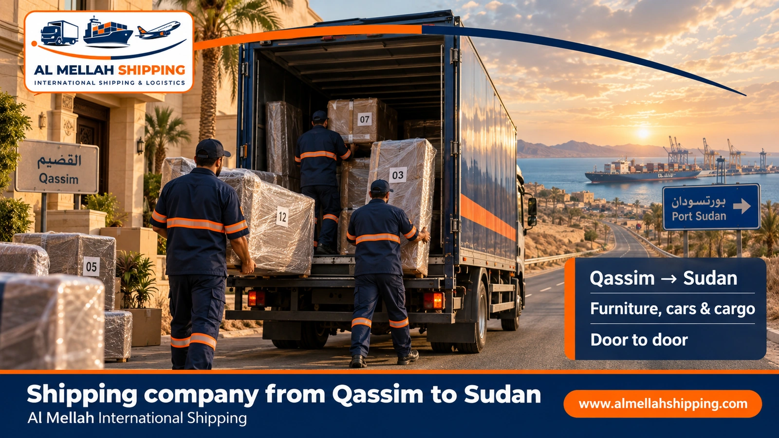 Shipping company from Qassim to Sudan — Al Mellah International Shipping